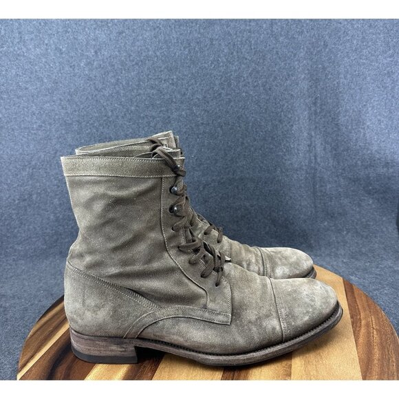 N.D.C. Made by Hand Combat Boot Lace-up Green Brown Suede Boot Men 45B US 12B - Picture 1 of 13